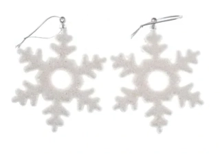 POLYSTYREN ZÁVĚSNÁ VLOČKA 11 cm 2 ks GLITTR BÍLÁ
