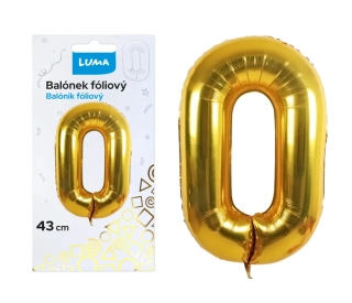 BALÓNEK FOLIOVÝ č. 0 ZLATÝ 43cm LUMA