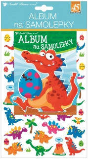 ALBUM NA SAMOLEPKY HOLOGRAM 45 SAMOLEPEK 16x29 cm DINOSAUŘI
