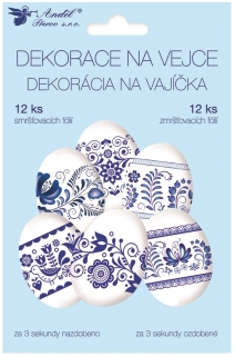 SMRŠŤOVACÍ DEKORACE NA VAJÍČKA MODRÝ MOTIV