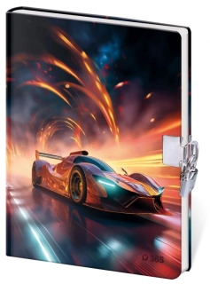 PAMÁTNÍK ČISTÝ SE ZÁMKEM 13 x 18 cm SPORTS CAR