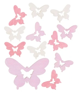 MOTÝL DŘEVĚNÝ 4 x 3 x 0,3 cm, 12 ks