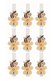 VČELKA NA KYTCE NA KOLÍČKU ŽLUTÁ 2 x 2,5 x 0,3 cm 9KS V SÁČKU