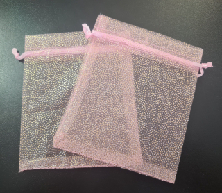 SÁČEK ORGANZOVÝ RŮŽOVÝ S GLITRY 9x11 cm