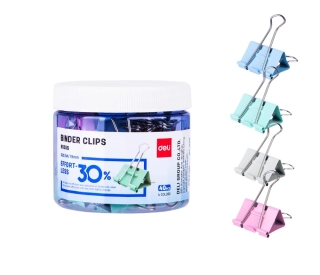 BINDER CLIP 19mm, DÓZA 40ks BEZ NÁMAHY BAREVNÉ DELI E8555S