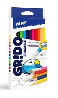 MFP PASTELKY TROJHRANNÉ GUMOVACÍ S OŘEZÁVÁTKEM 12 BAREV