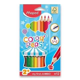 PASTELKY MAPED COLOR'PEPS JUMBO - 12 BAREV, TROJHRANNÉ