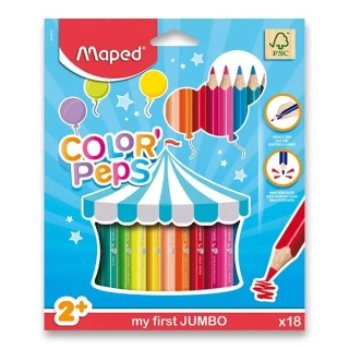 PASTELKY MAPED COLOR'PEPS JUMBO - 18 BAREV, TROJHRANNÉ