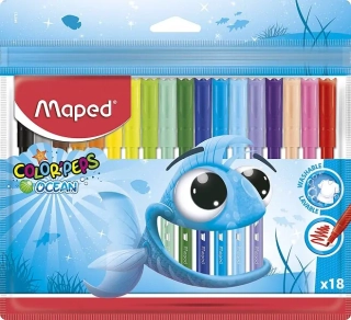 DĚTSKÉ FIXY MAPED COLOR'PEPS OCEAN - 18 BAREV