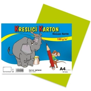 KARTON KRESLÍCÍ BAREVNÝ A4 180G ZELENÝ
