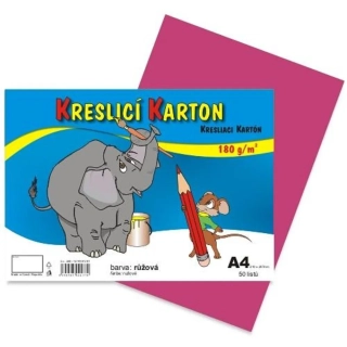 KARTON KRESLÍCÍ BAREVNÝ A4 180G RŮŽOVÝ
